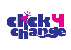 logo of the project click for change that promote the creation of a space for dialogue and training for young people committed to combating hate speech, discrimination, and misinformation, especially in digital environments.