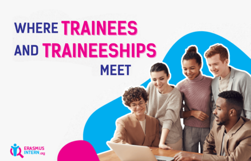 web11 Logo de ErasmusIntern.org con el eslogan "Where trainees and traineeships meet"